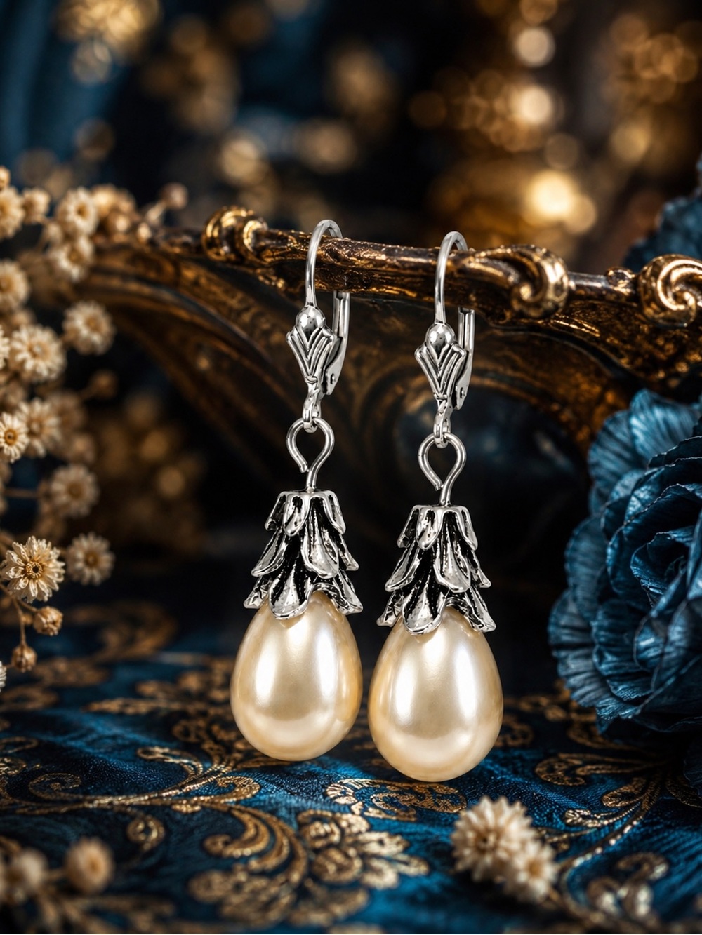 Ivory Faux Pearl Bridal Drop Earrings, Sterling Silver Leverbacks